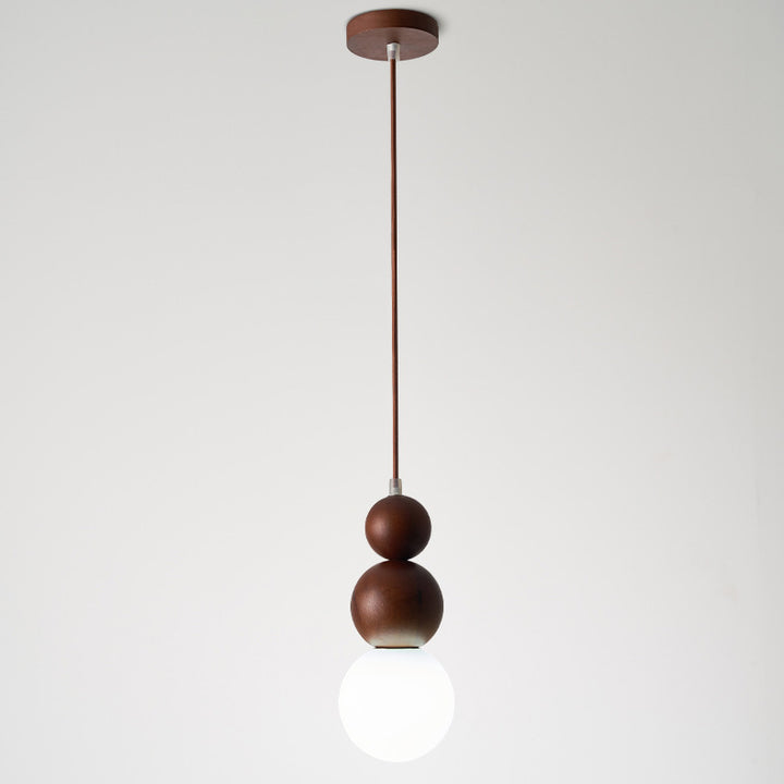 Contemporary Retro Beads Solid Wood Glass 1 - Light Pendant Light For Living Room