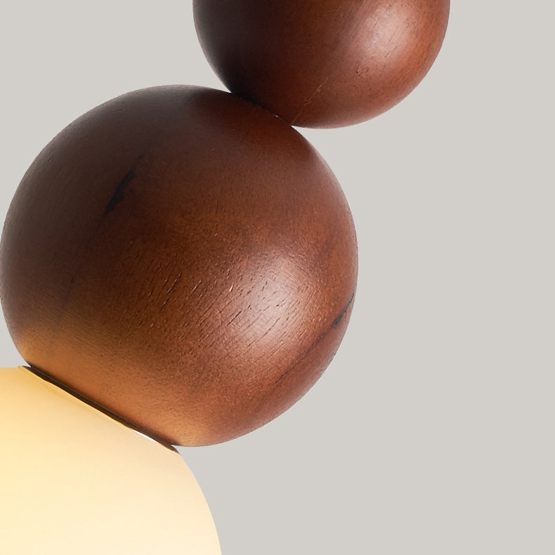 Contemporary Retro Beads Solid Wood Glass 1 - Light Pendant Light For Living Room