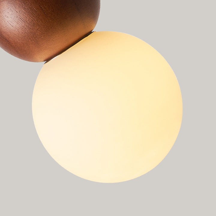 Contemporary Retro Beads Solid Wood Glass 1 - Light Pendant Light For Living Room