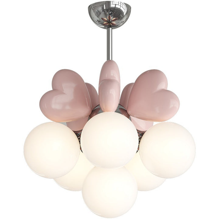 Zeitgenössischer nordischer Creme-Herzform-Harz-Hardware PE 4/6 - Licht-Kronleuchter für Wohnzimmer 