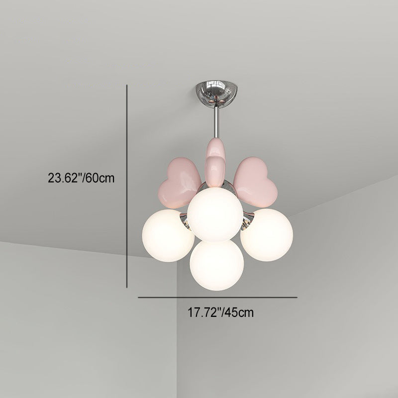 Zeitgenössischer nordischer Creme-Herzform-Harz-Hardware PE 4/6 - Licht-Kronleuchter für Wohnzimmer 