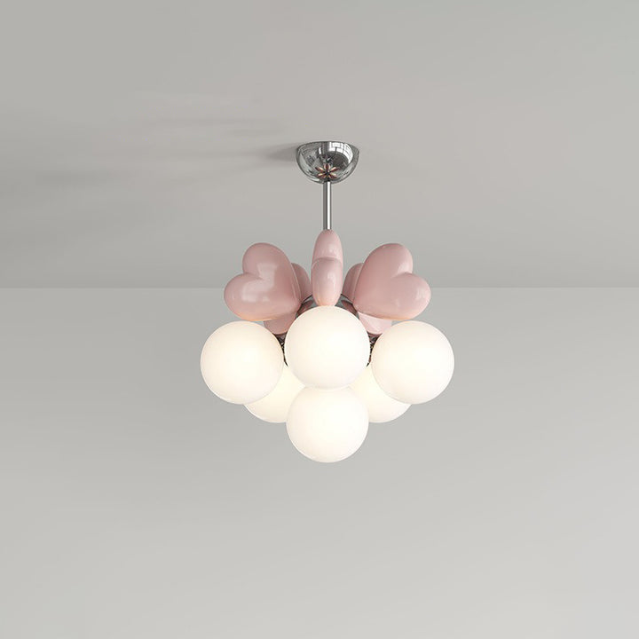 Zeitgenössischer nordischer Creme-Herzform-Harz-Hardware PE 4/6 - Licht-Kronleuchter für Wohnzimmer 