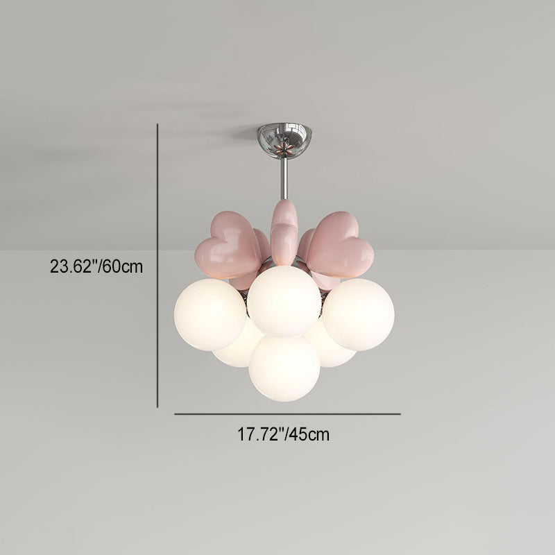 Zeitgenössischer nordischer Creme-Herzform-Harz-Hardware PE 4/6 - Licht-Kronleuchter für Wohnzimmer 