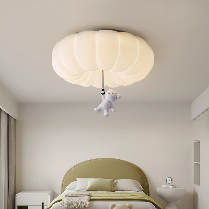 Zeitgenössisches nordisches Cremebär PE Hardware LED Deckenleuchte für Schlafzimmer 