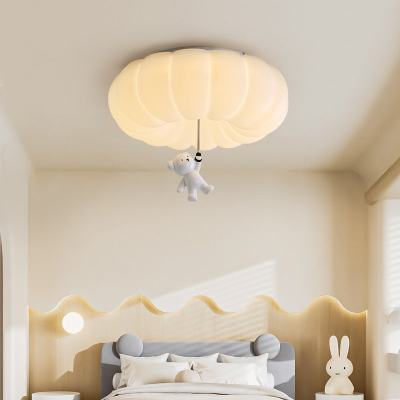Zeitgenössisches nordisches Cremebär PE Hardware LED Deckenleuchte für Schlafzimmer 