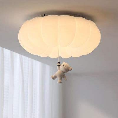 Zeitgenössisches nordisches Cremebär PE Hardware LED Deckenleuchte für Schlafzimmer 