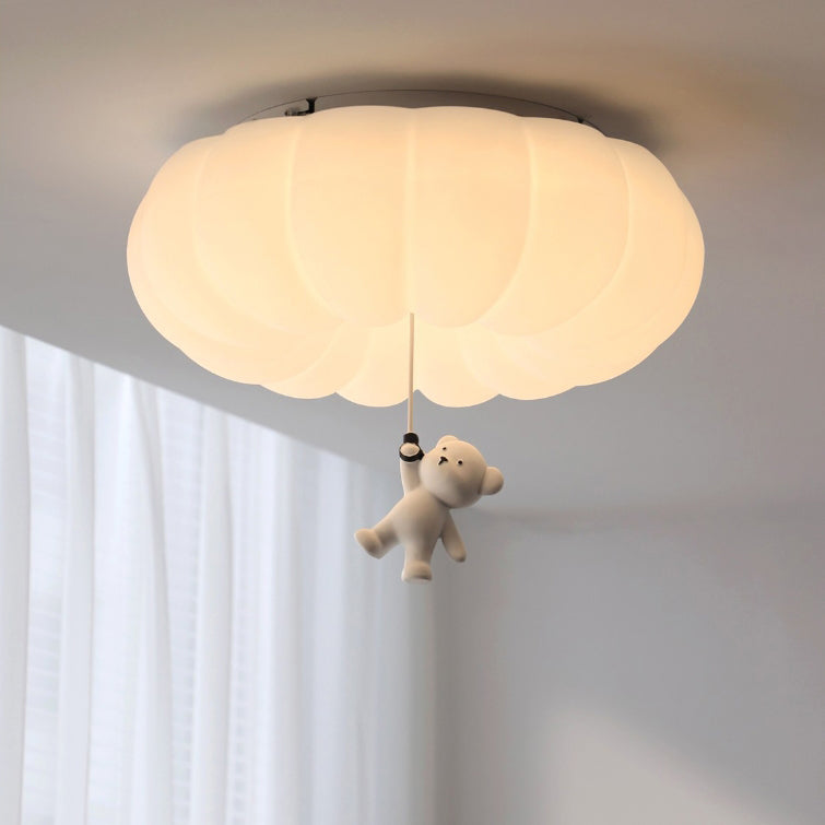 Zeitgenössisches nordisches Cremebär PE Hardware LED Deckenleuchte für Schlafzimmer 