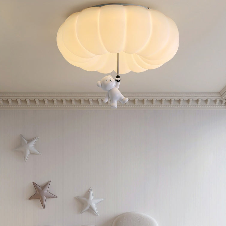 Zeitgenössisches nordisches Cremebär PE Hardware LED Deckenleuchte für Schlafzimmer 