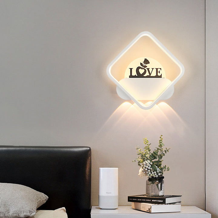 Moderne Einfachheit Rundes Quadrat Muster Silikon Eisen Acryl LED Wandleuchte für Schlafzimmer 