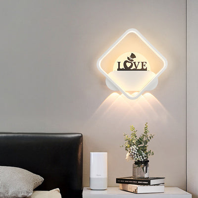 Moderne Einfachheit Rundes Quadrat Muster Silikon Eisen Acryl LED Wandleuchte für Schlafzimmer 