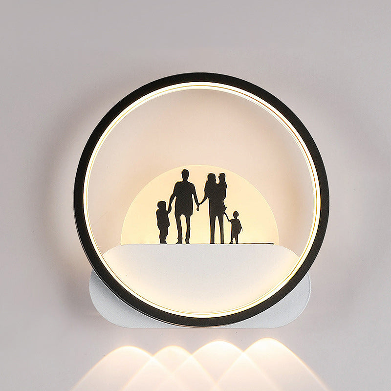 Moderne Einfachheit Rundes Quadrat Muster Silikon Eisen Acryl LED Wandleuchte für Schlafzimmer 