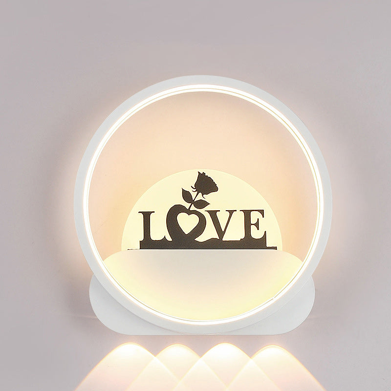 Moderne Einfachheit Rundes Quadrat Muster Silikon Eisen Acryl LED Wandleuchte für Schlafzimmer 