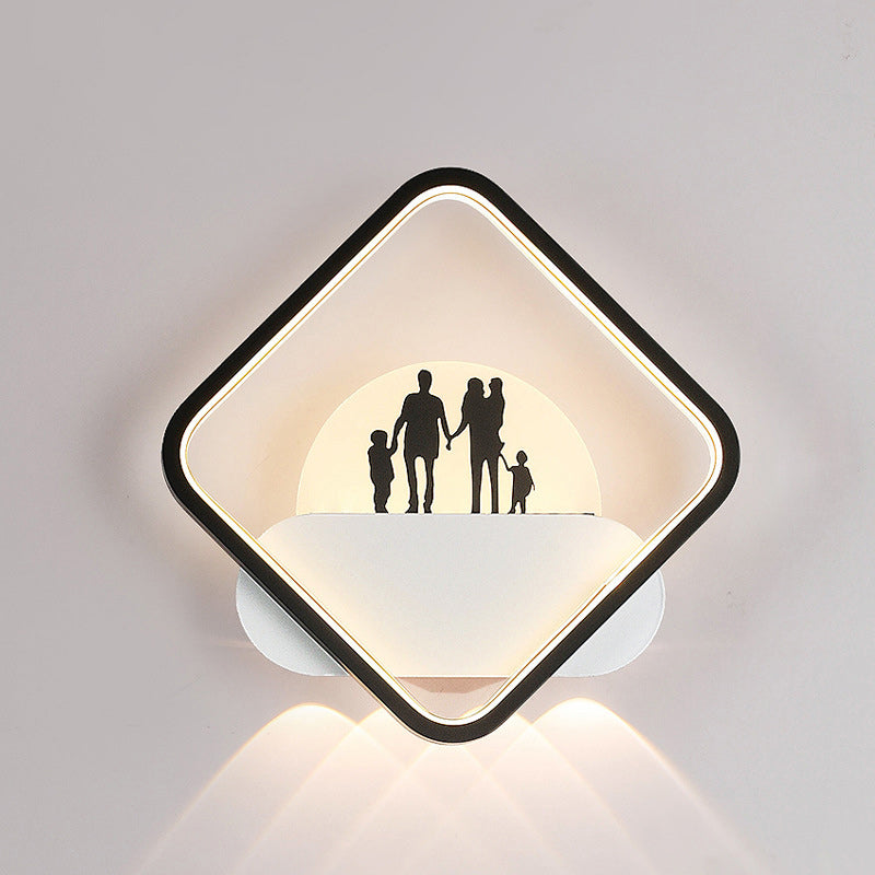 Moderne Einfachheit Rundes Quadrat Muster Silikon Eisen Acryl LED Wandleuchte für Schlafzimmer 