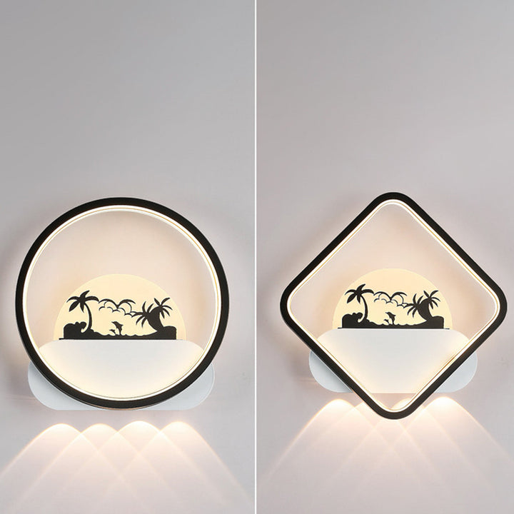 Moderne Einfachheit Rundes Quadrat Muster Silikon Eisen Acryl LED Wandleuchte für Schlafzimmer 