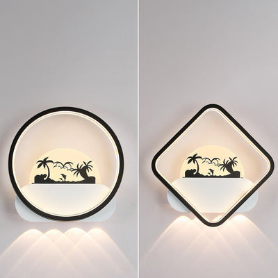 Moderne Einfachheit Rundes Quadrat Muster Silikon Eisen Acryl LED Wandleuchte für Schlafzimmer 