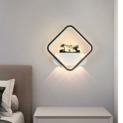Moderne Einfachheit Rundes Quadrat Muster Silikon Eisen Acryl LED Wandleuchte für Schlafzimmer 