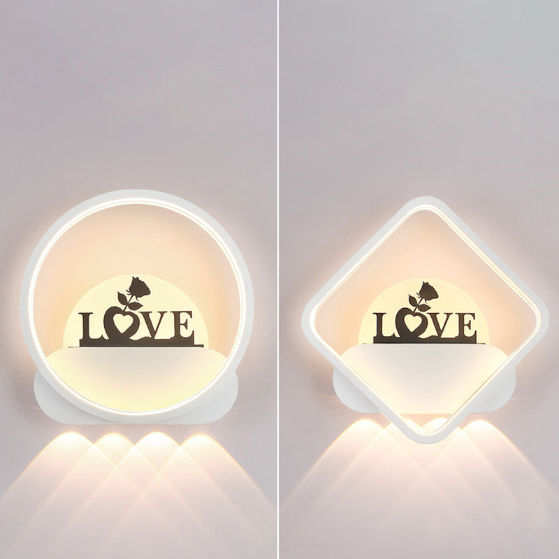 Moderne Einfachheit Rundes Quadrat Muster Silikon Eisen Acryl LED Wandleuchte für Schlafzimmer 