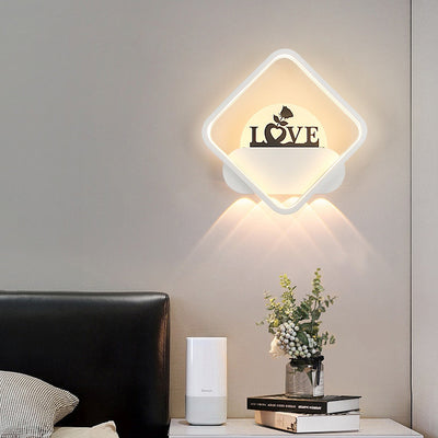 Moderne Einfachheit Rundes Quadrat Muster Silikon Eisen Acryl LED Wandleuchte für Schlafzimmer 