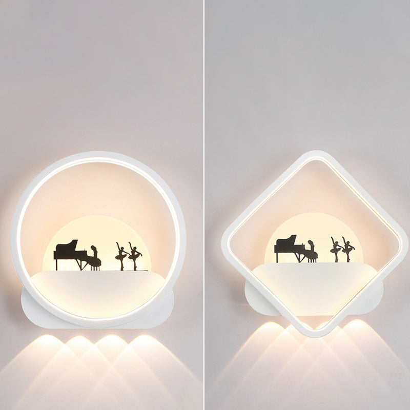 Moderne Einfachheit Rundes Quadrat Muster Silikon Eisen Acryl LED Wandleuchte für Schlafzimmer 