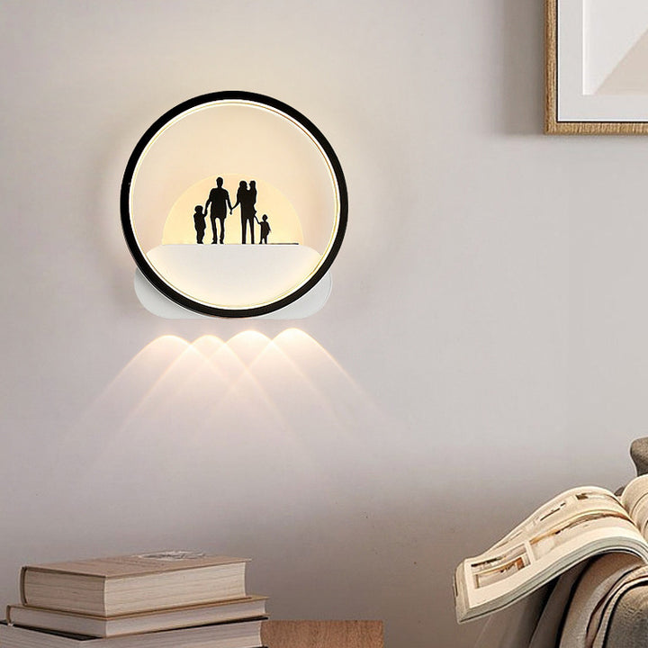 Moderne Einfachheit Rundes Quadrat Muster Silikon Eisen Acryl LED Wandleuchte für Schlafzimmer 