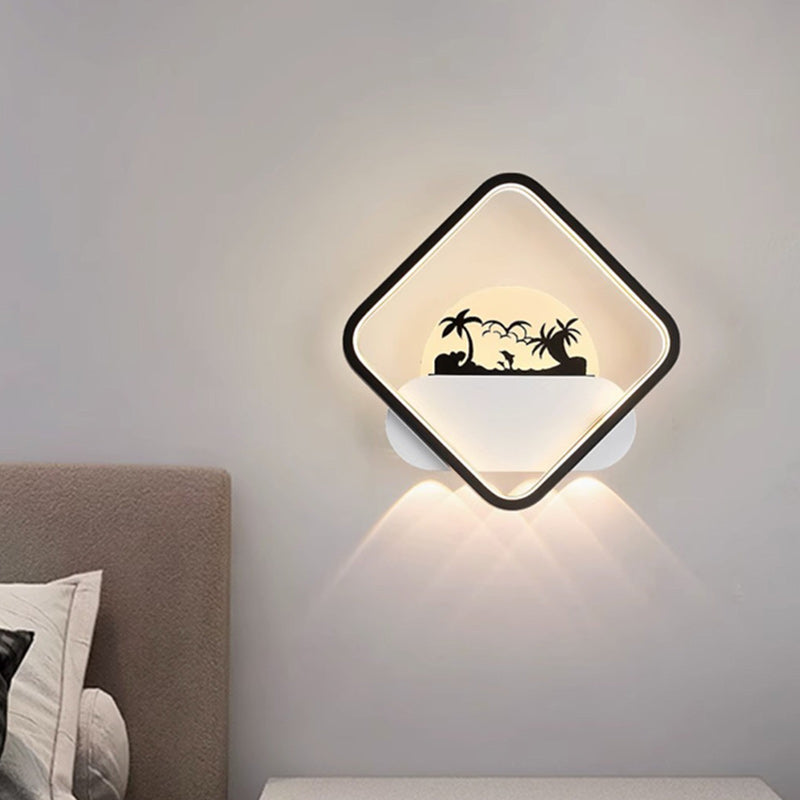 Moderne Einfachheit Rundes Quadrat Muster Silikon Eisen Acryl LED Wandleuchte für Schlafzimmer 