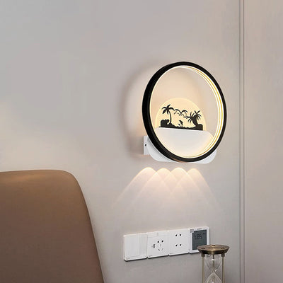 Moderne Einfachheit Rundes Quadrat Muster Silikon Eisen Acryl LED Wandleuchte für Schlafzimmer 