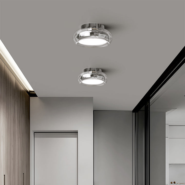 Moderne Art Deco Runde Acrylglas Hardware LED Semi-Flush-Mount Deckenleuchte für Flure 