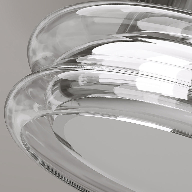 Modern Art Deco Round Acrylic Glass Hardware LED Semi-Flush Mount Ceiling Light For Hallways