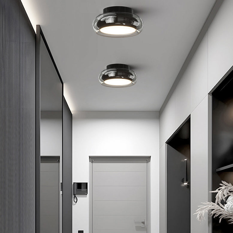 Moderne Art Deco Runde Acrylglas Hardware LED Semi-Flush-Mount Deckenleuchte für Flure 