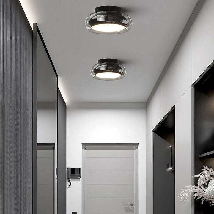 Moderne Art Deco Runde Acrylglas Hardware LED Semi-Flush-Mount Deckenleuchte für Flure 