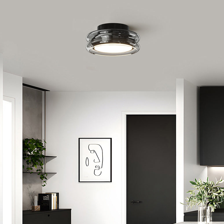 Moderne Art Deco Runde Acrylglas Hardware LED Semi-Flush-Mount Deckenleuchte für Flure 