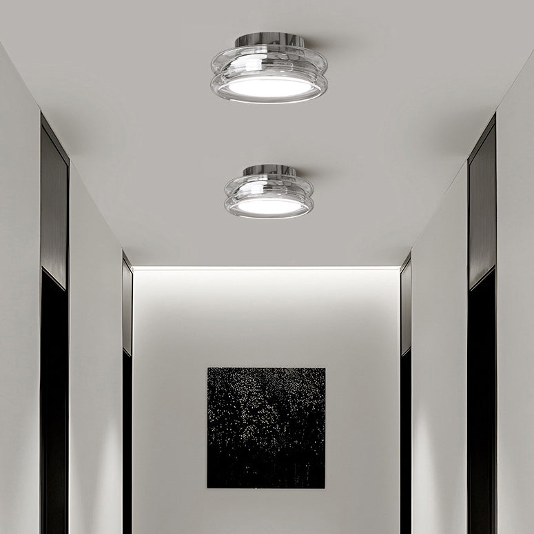 Moderne Art Deco Runde Acrylglas Hardware LED Semi-Flush-Mount Deckenleuchte für Flure 
