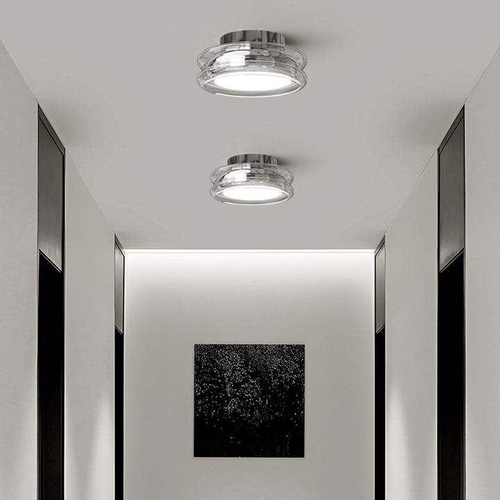 Moderne Art Deco Runde Acrylglas Hardware LED Semi-Flush-Mount Deckenleuchte für Flure 