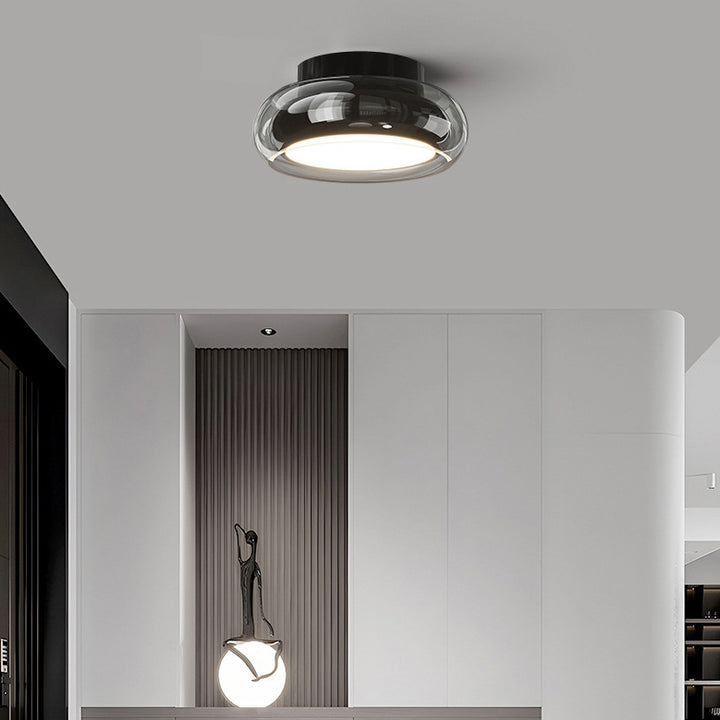 Luz de techo LED semiempotrada de hardware de vidrio acrílico redondo Art Deco moderno para pasillos 