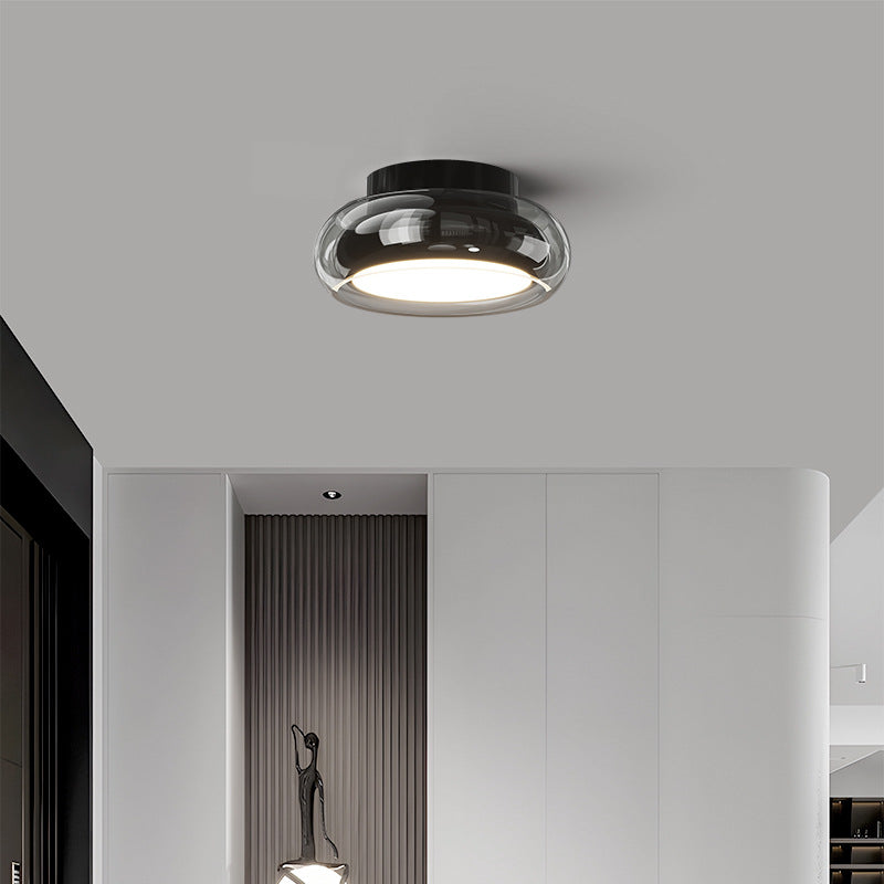 Moderne Art Deco Runde Acrylglas Hardware LED Semi-Flush-Mount Deckenleuchte für Flure 