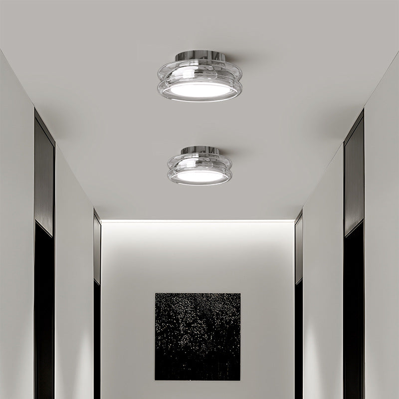 Moderne Art Deco Runde Acrylglas Hardware LED Semi-Flush-Mount Deckenleuchte für Flure 
