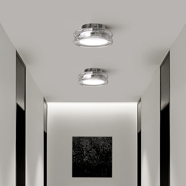 Luz de techo LED semiempotrada de hardware de vidrio acrílico redondo Art Deco moderno para pasillos 