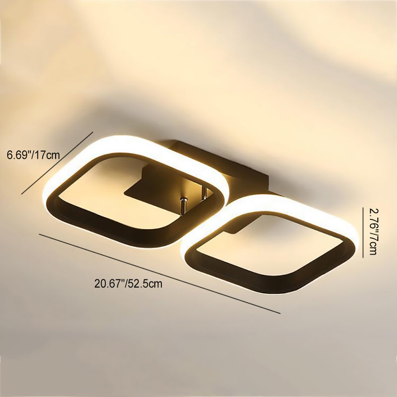 Modern Simplicity Round Square Acrylic Iron LED Semi-Flush Mount Ceiling Light For Hallways