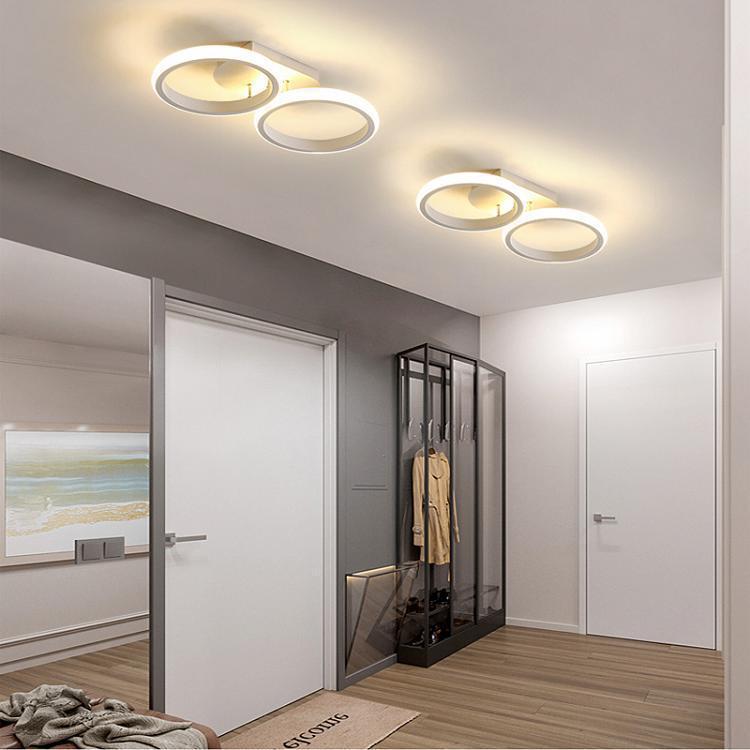 Modern Simplicity Round Square Acrylic Iron LED Semi-Flush Mount Ceiling Light For Hallways