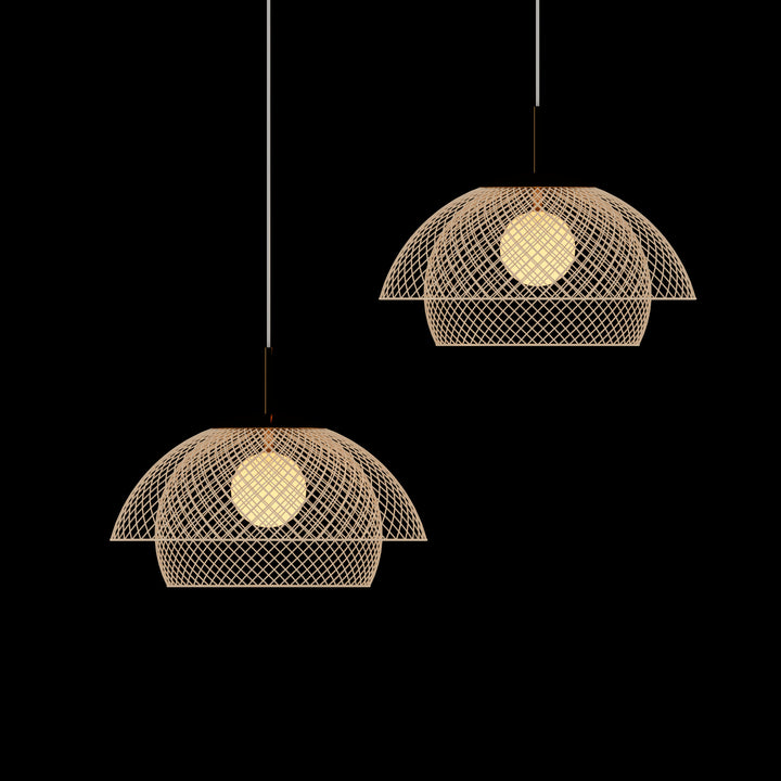 Traditional Japanese Iron Net Hardware 1 - Light Pendant Light For Dining Room