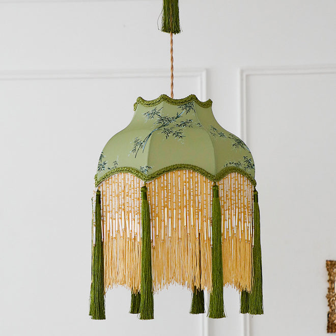 Traditioneller chinesischer Stickstoffstoff Messing 1 - Licht Pendelleuchte für Wohnzimmer 