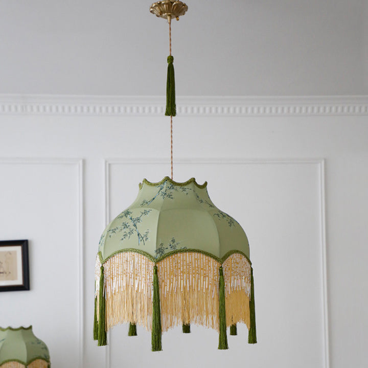 Traditional Chinese Embroidery Fabric Brass 1 - Light Pendant Light For Living Room
