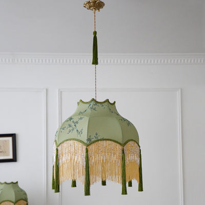 Traditioneller chinesischer Stickstoffstoff Messing 1 - Licht Pendelleuchte für Wohnzimmer 