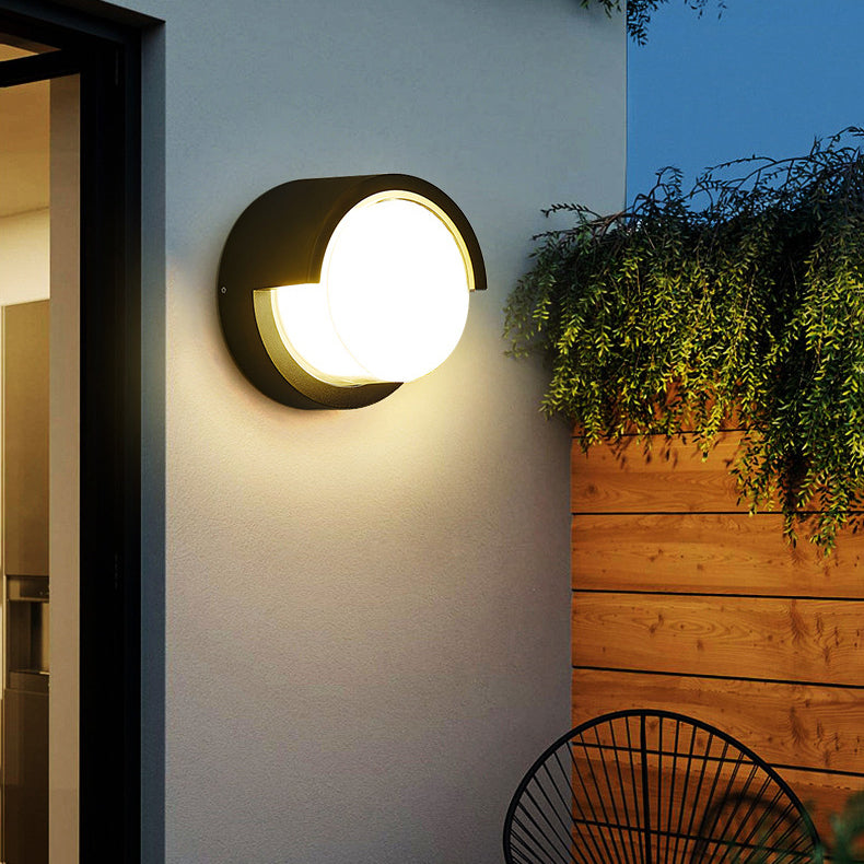 Lámpara de Aplique de Pared LED de Acrílico de Aluminio Impermeable Cuadrada Redonda de Simplicidad Moderna para Patio Exterior 