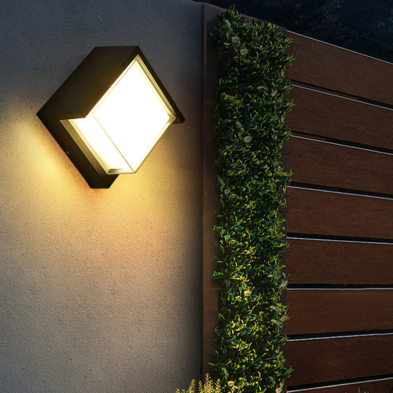 Lámpara de Aplique de Pared LED de Acrílico de Aluminio Impermeable Cuadrada Redonda de Simplicidad Moderna para Patio Exterior 