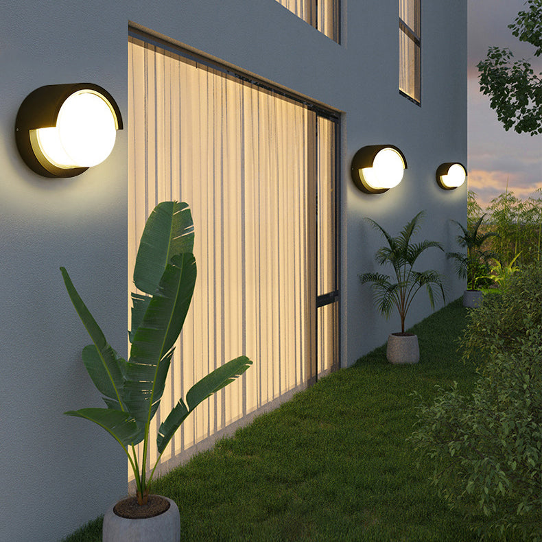 Lámpara de Aplique de Pared LED de Acrílico de Aluminio Impermeable Cuadrada Redonda de Simplicidad Moderna para Patio Exterior 