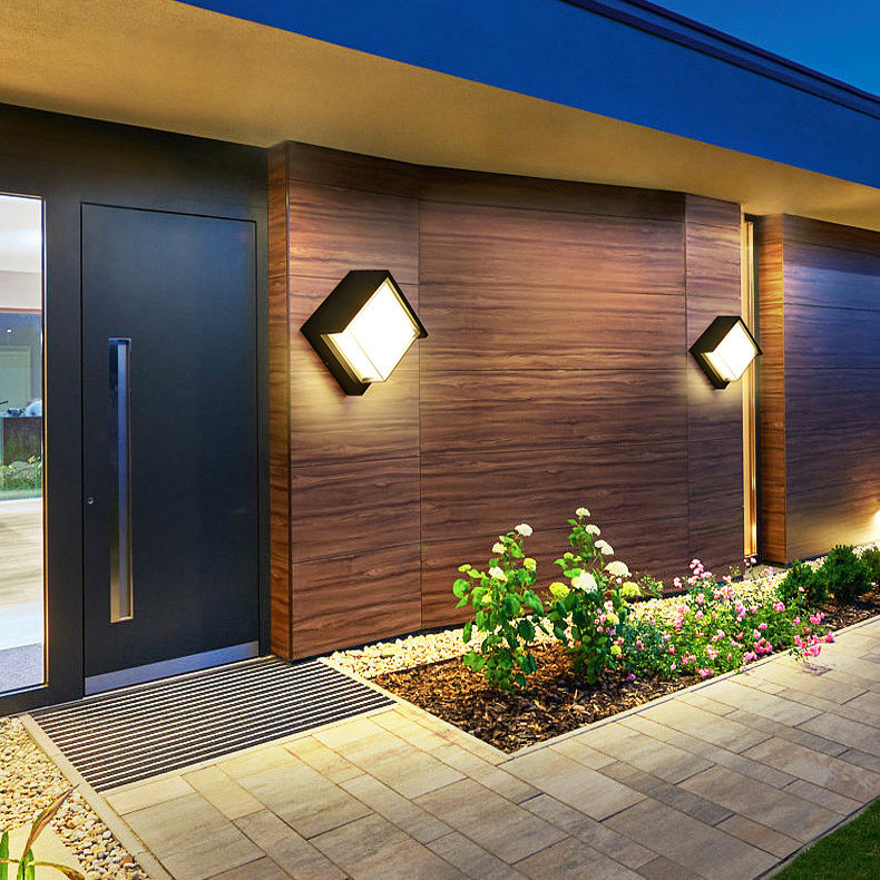 Lámpara de Aplique de Pared LED de Acrílico de Aluminio Impermeable Cuadrada Redonda de Simplicidad Moderna para Patio Exterior 