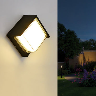 Lámpara de Aplique de Pared LED de Acrílico de Aluminio Impermeable Cuadrada Redonda de Simplicidad Moderna para Patio Exterior 