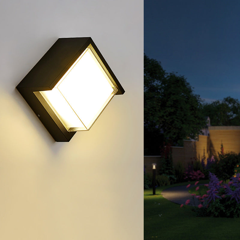 Lámpara de Aplique de Pared LED de Acrílico de Aluminio Impermeable Cuadrada Redonda de Simplicidad Moderna para Patio Exterior 