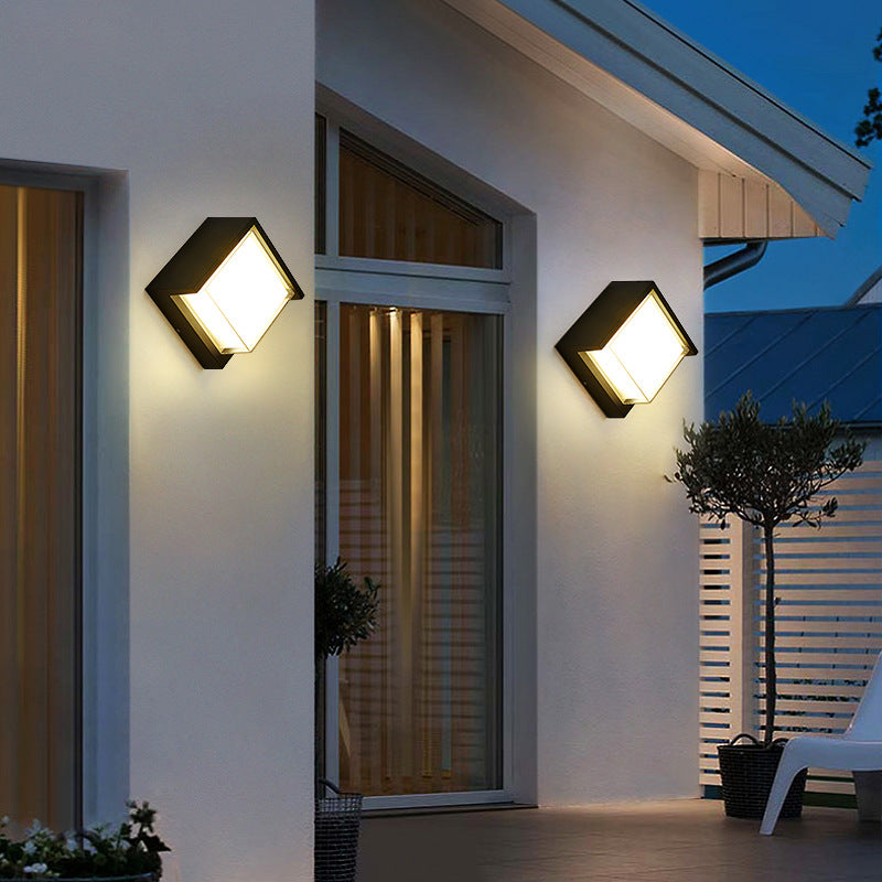 Lámpara de Aplique de Pared LED de Acrílico de Aluminio Impermeable Cuadrada Redonda de Simplicidad Moderna para Patio Exterior 
